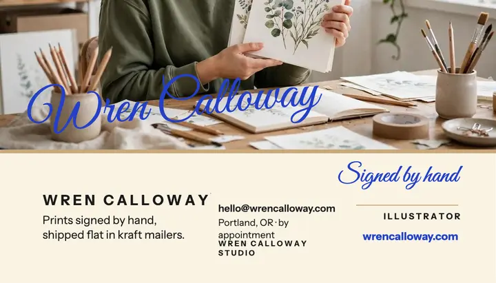 Wren Calloway signed prints card: signed prints business card template