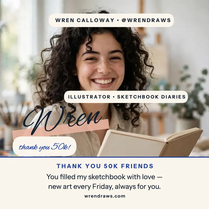 Wren Calloway signed thank-you post template