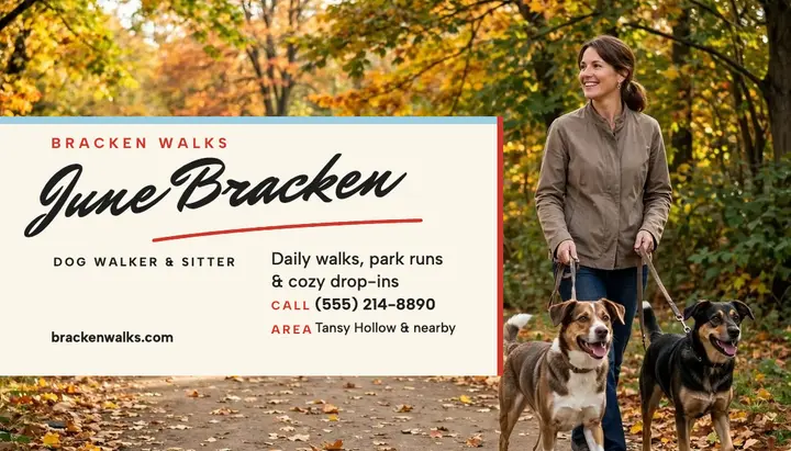 Bracken Walks signed dog walker card template