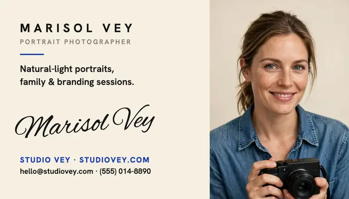 Marisol Vey signed photographer card template