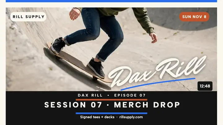 Dax Rill signed session merch thumbnail template