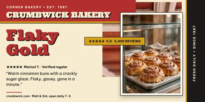 Crumbwick bakery 5-star review post: bakery review post template