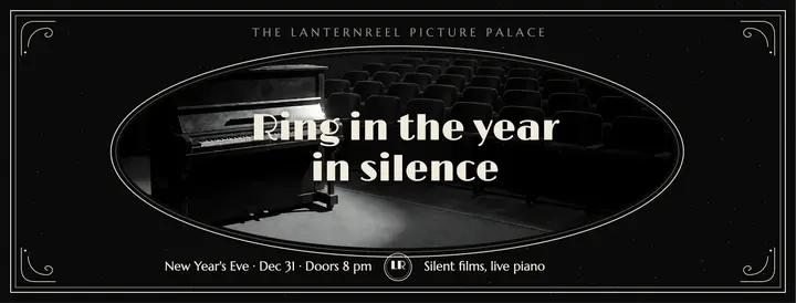 Silent movie night with live piano, New Year's Eve cover template