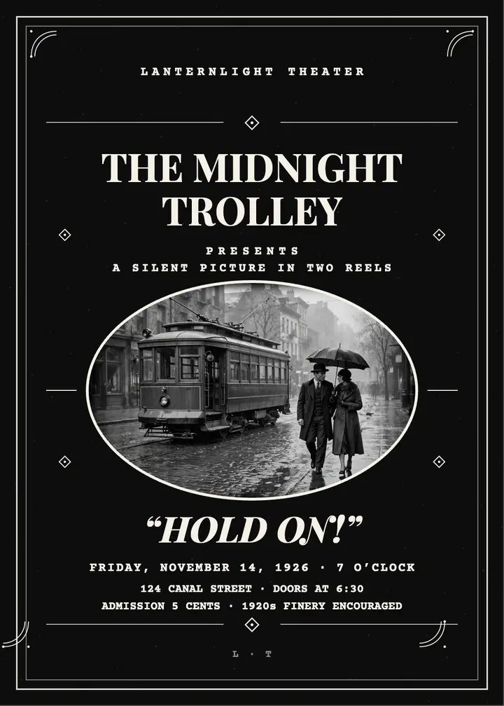 Silent film screening night invitation template