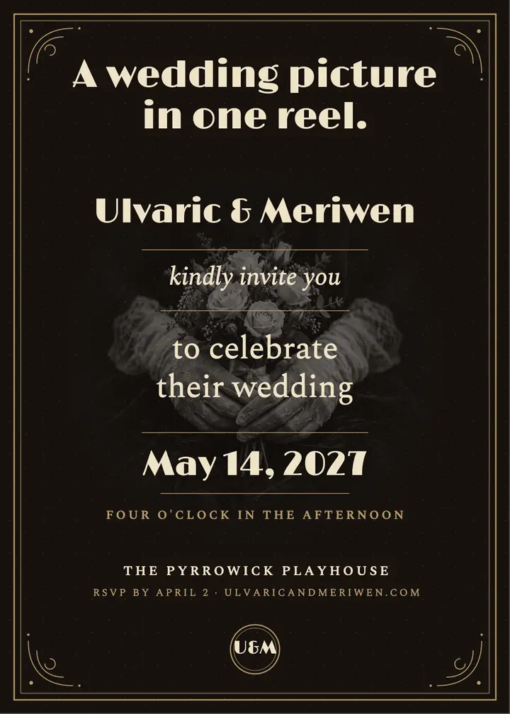Silent film title card wedding invitation: wedding invitation template