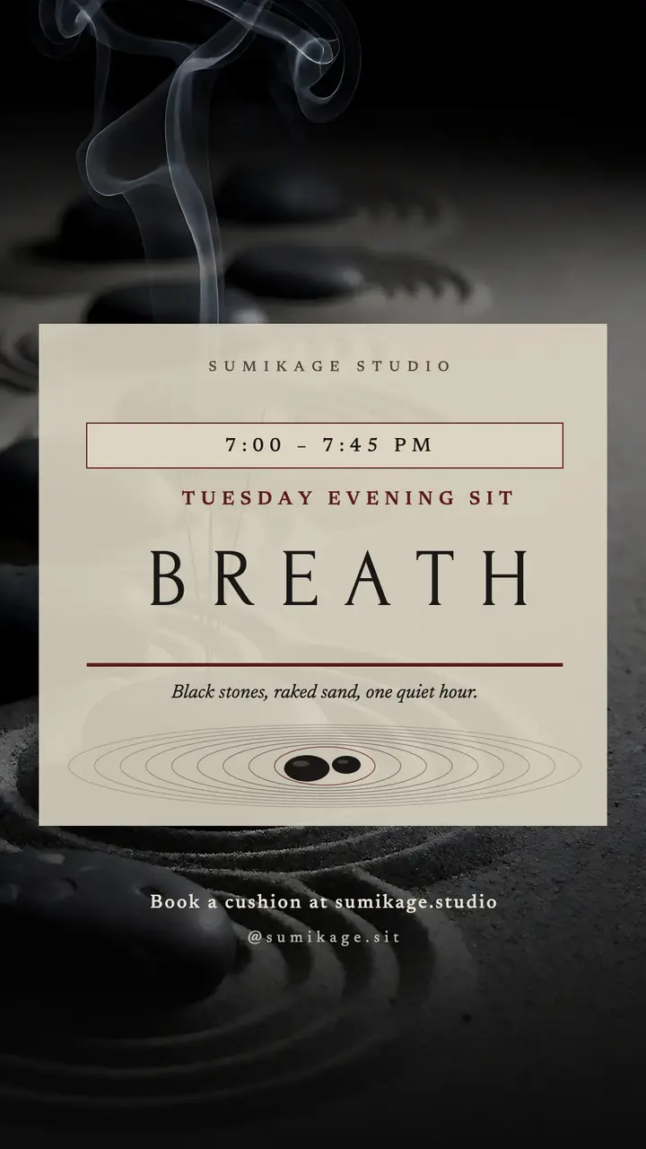Silent meditation evening sit story, zen goth template