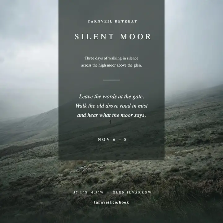 Tarnveil silent moor walking retreat post template