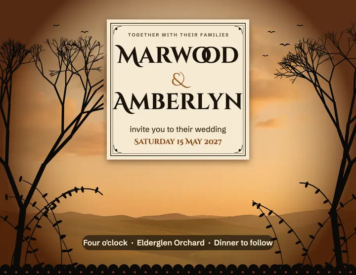 Marwood and Amberlyn silhouette wedding invitation template