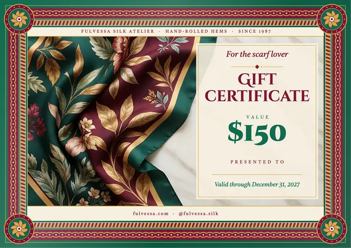 Fulvessa silk scarf atelier gift certificate template