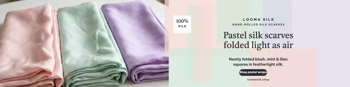 Looma Silk pastel scarf bojagi banner: silk scarf etsy banner template