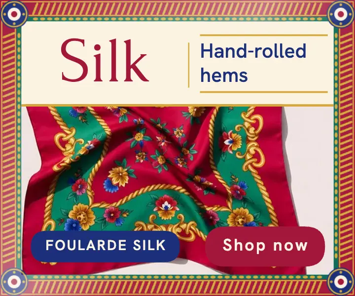 Foularde Silk scarf collection ad, silk scarf print template