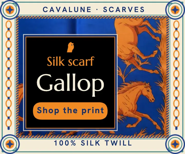 Cavalune silk scarf horse print ad template