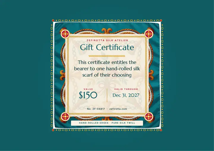 Silk scarf atelier gift certificate template