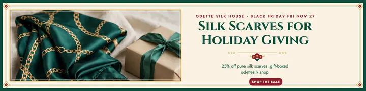 Odette Silk House holiday scarf sale banner template