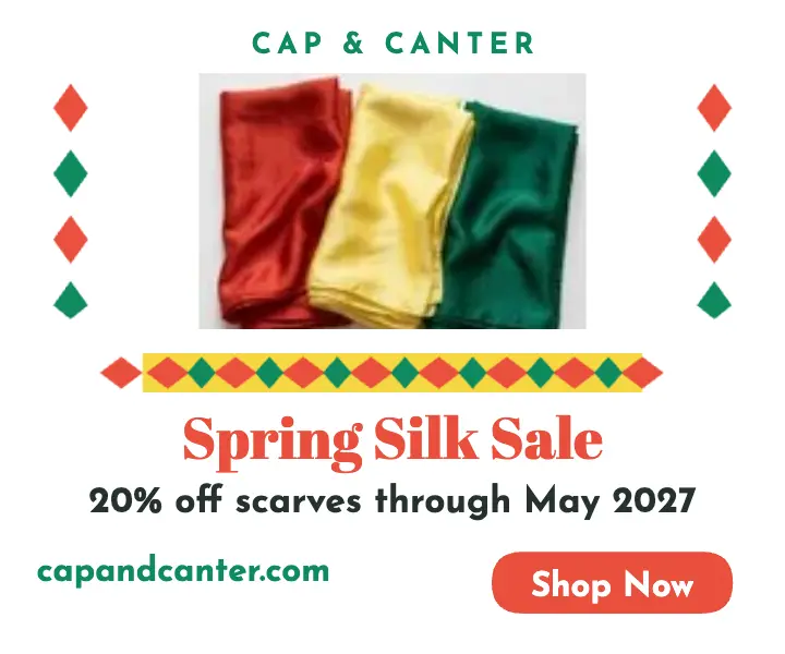 Cap and Canter spring silk scarf sale ad template