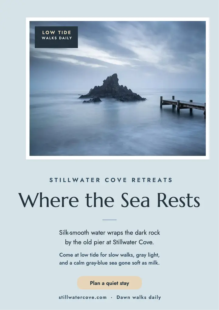 Stillwater Cove silk sea travel flyer template