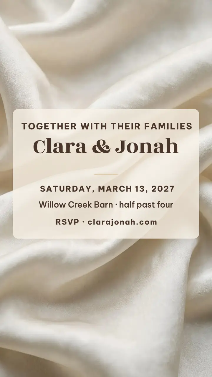 Clara and Jonah silk wedding invitation template