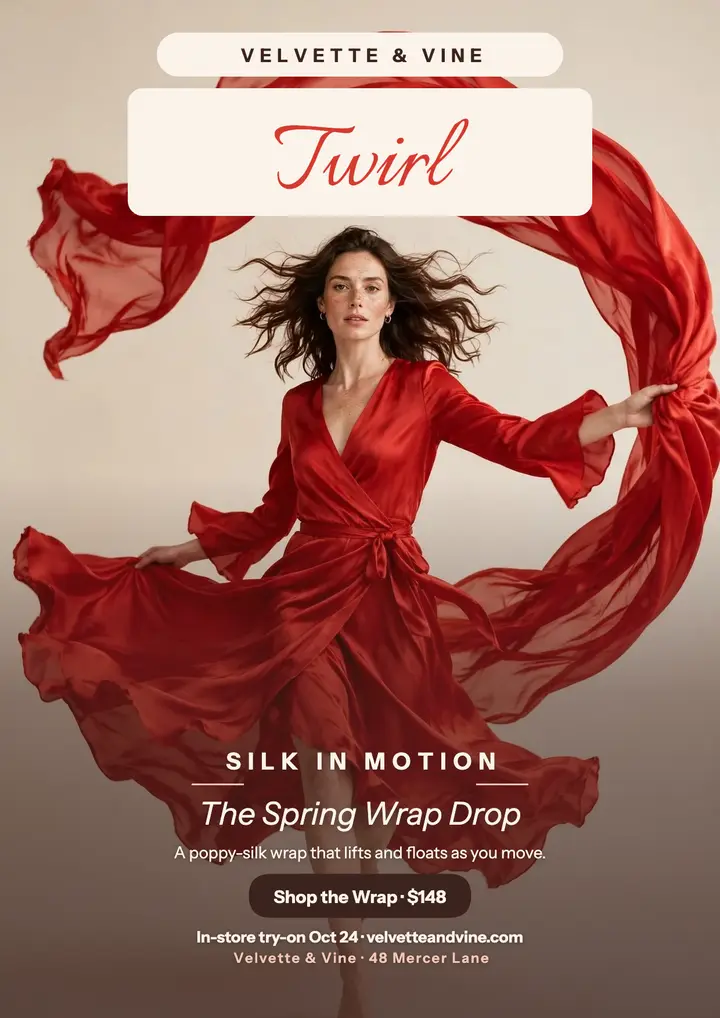 Velvette and Vine silk wrap flyer template