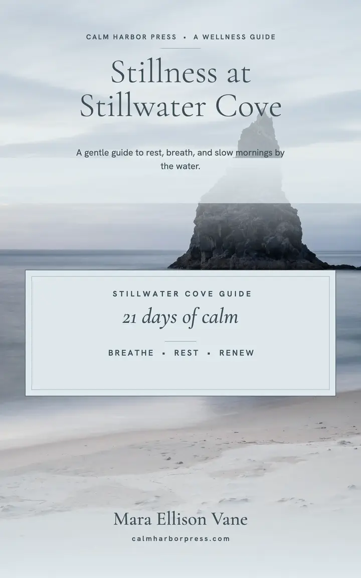 Stillwater Cove calm wellness ebook cover: wellness ebook cover template