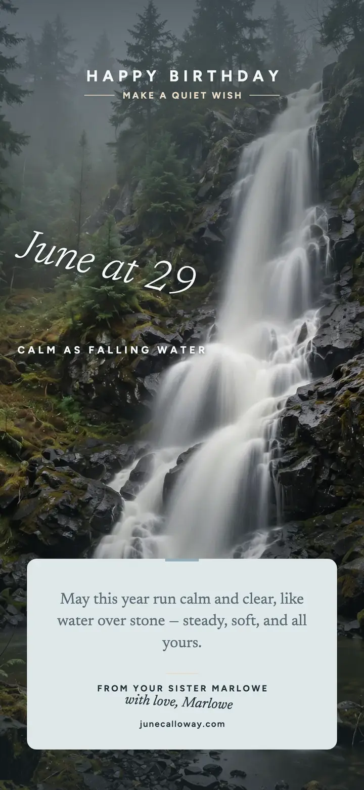 June silky falls birthday wallpaper template