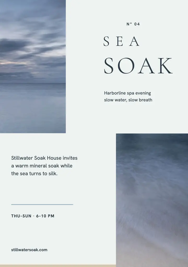 Stillwater night soak flyer, silky sea template