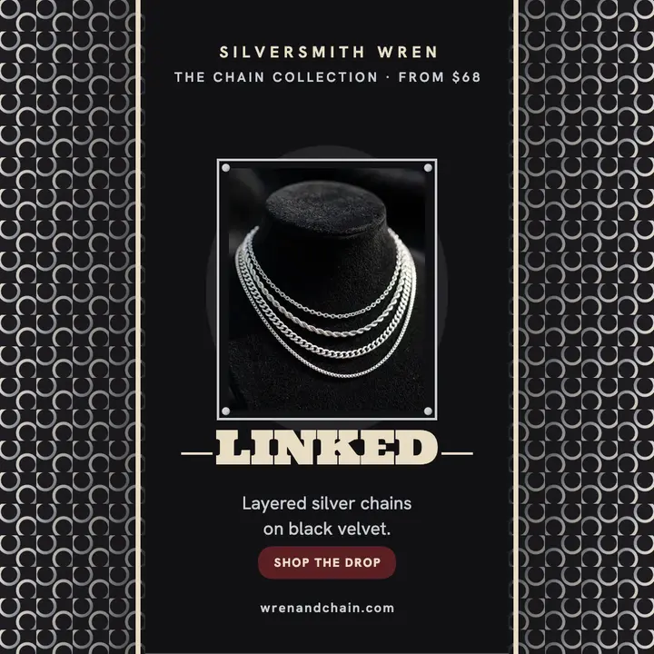 Silversmith Wren chain drop velvet post template