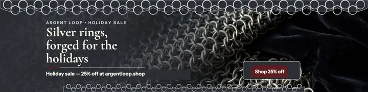 Argent Loop silver holiday sale banner template