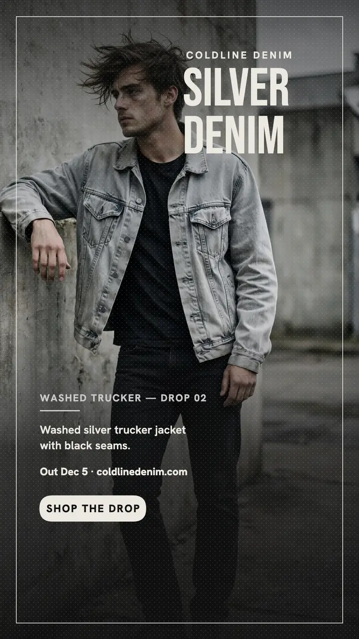 Coldline silver denim drop story template