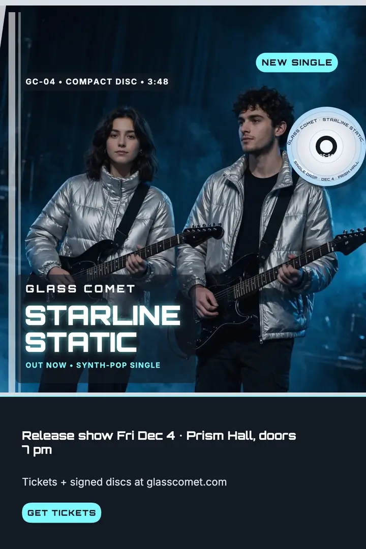 Glass Comet single drop poster template