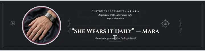 Argentvine Gifts silver inlay review banner template