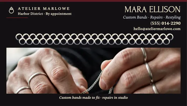 Mara Ellison silver jeweler card template