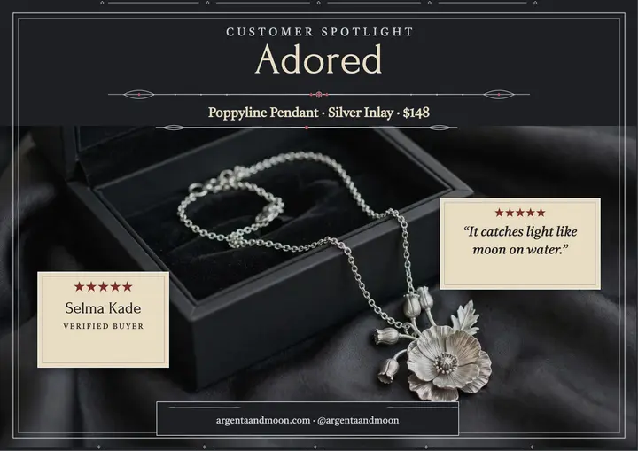 Silver necklace customer review certificate: jewelry review certificate template