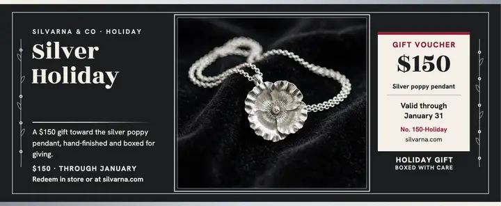 Silvarna silver poppy holiday voucher template