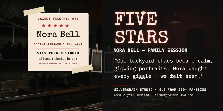 Silvergrain family session review spotlight template