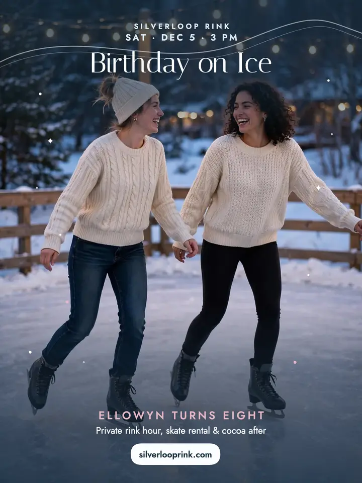 Silverloop birthday skate on ice portrait template