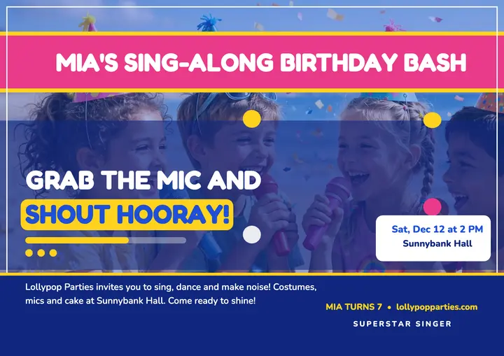 Mia sing-along birthday karaoke certificate template