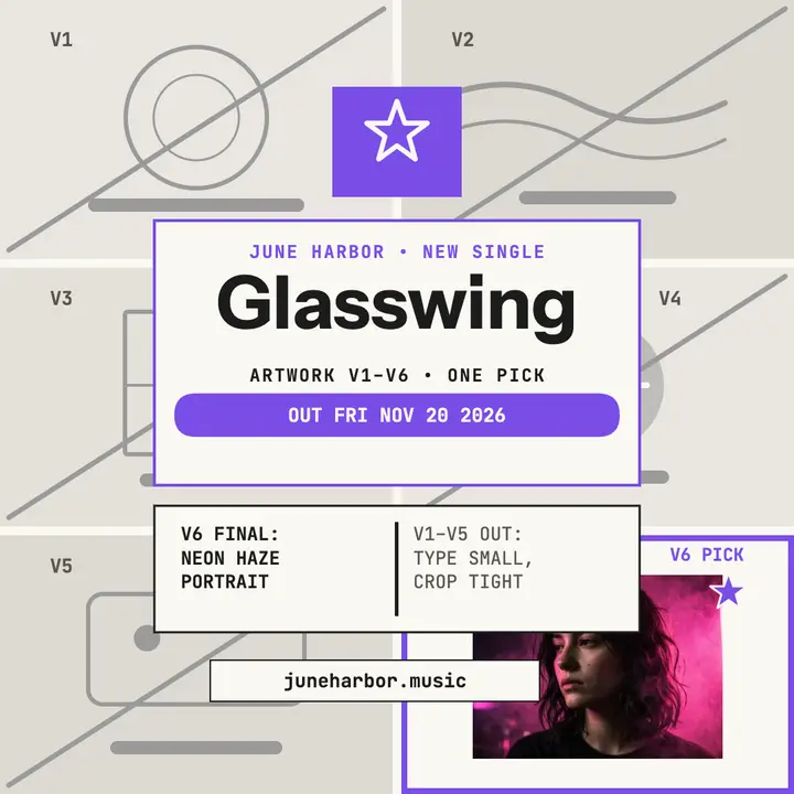 Glasswing single artwork vote, June Harbor: single artwork versions post template