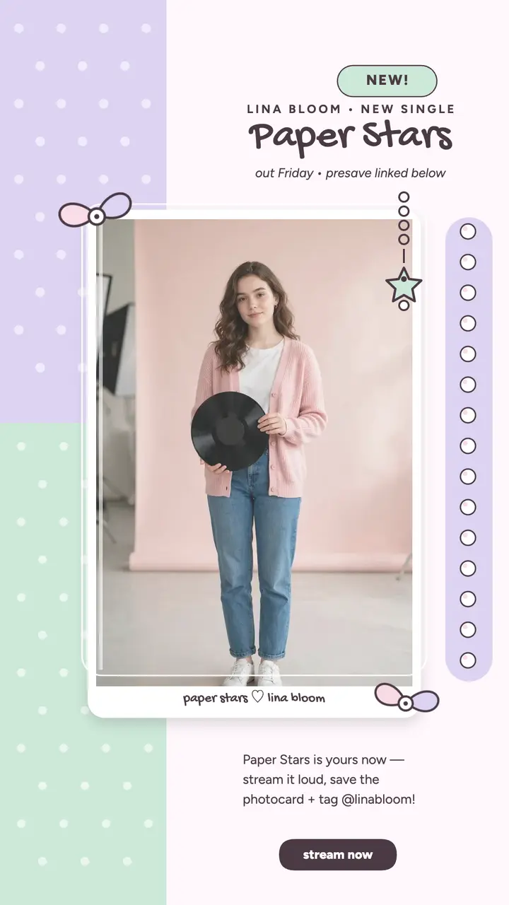 Lina Bloom Paper Stars photocard story template