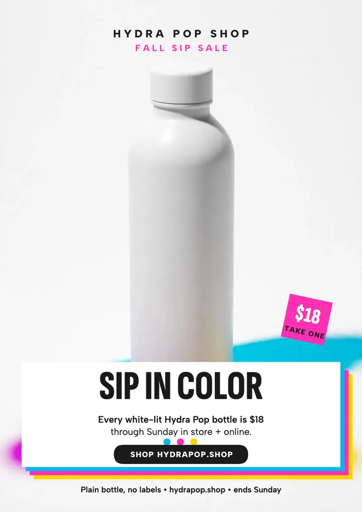 Hydra Pop fall sip sale flyer template