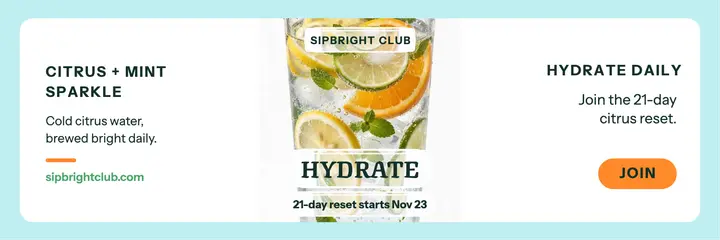 Sipbright citrus hydration header template