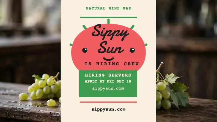 Sippy Sun wine bar hiring thumbnail template