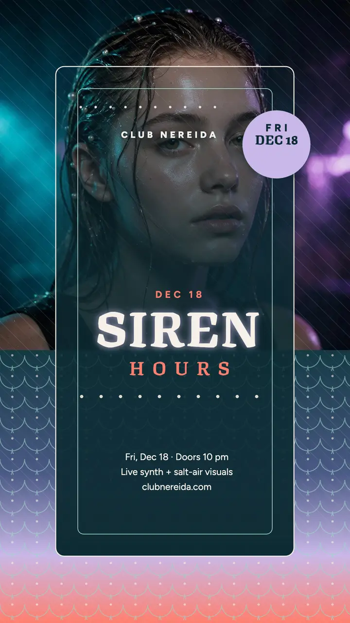 Siren Hours club night story, Club Nereida template