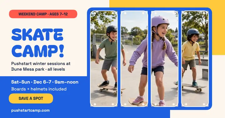 Pushstart Skate Camp weekend post: skate camp post template