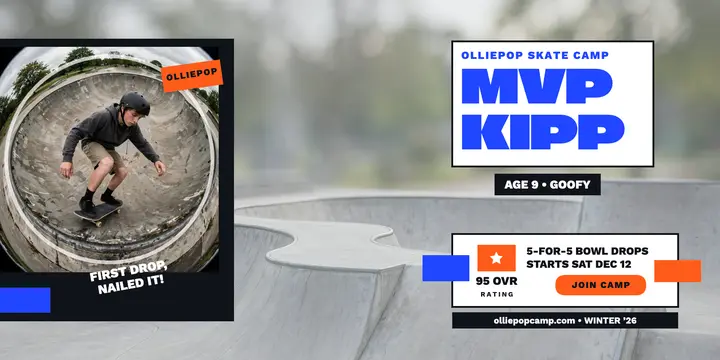 Olliepop skate camp MVP card post template