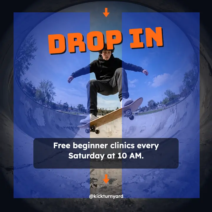 Kickturn Yard free skate clinic fisheye post template