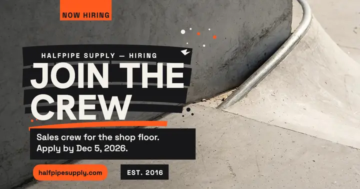 Halfpipe Supply skate crew hiring post template