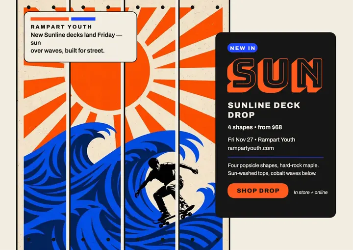 Rampart Youth Sunline deck drop boards card template