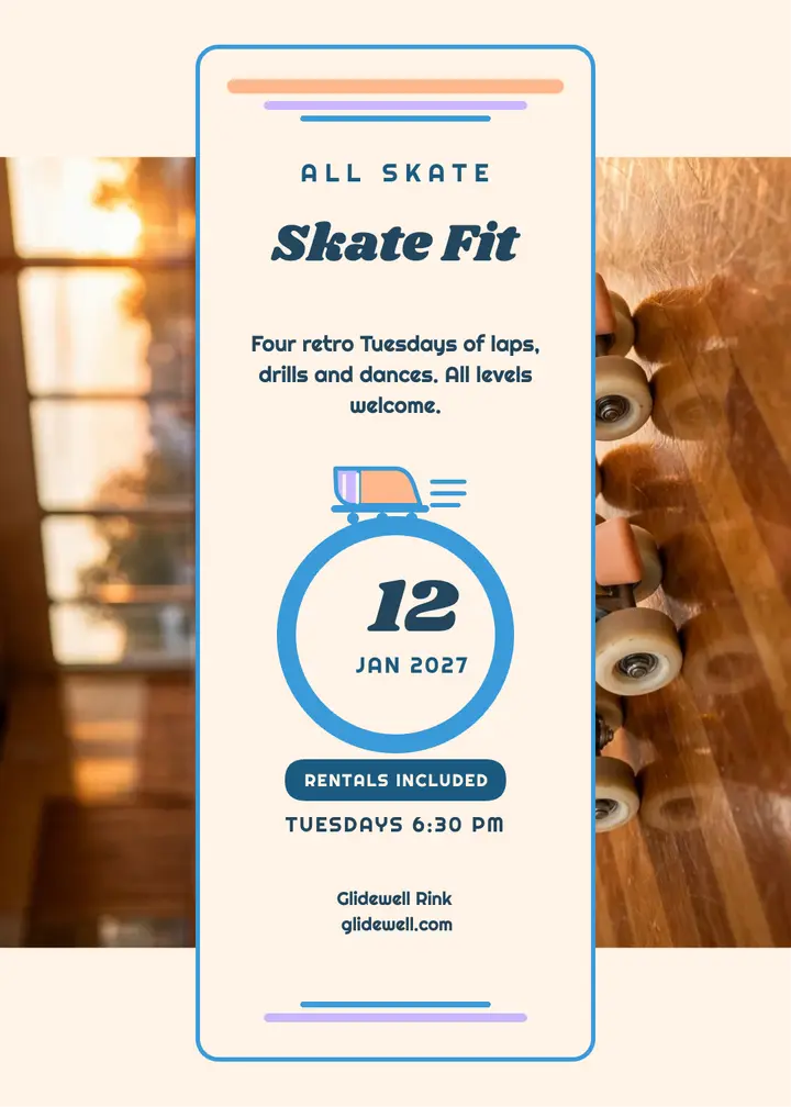 Glidewell skate fit Tuesdays invitation: skate fitness invitation template
