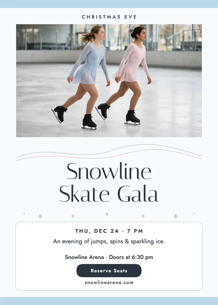 Snowline Skate Gala Christmas invitation: christmas skate invitation template