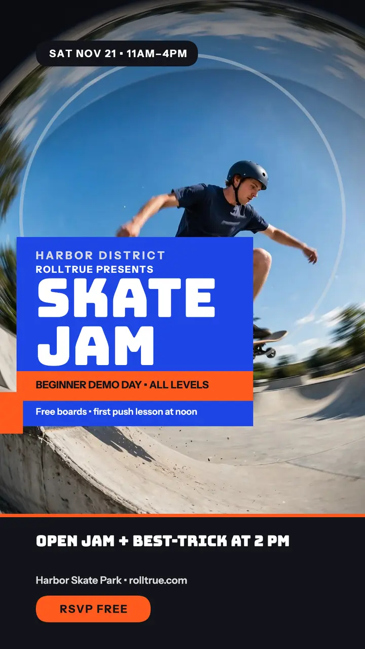 Harbor District Skate Jam fisheye story template